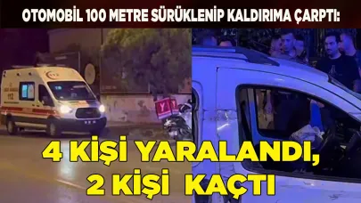 Otomobil kaldırıma çarptı: 4 kişi yaralandı, 2 kişi kaçtı