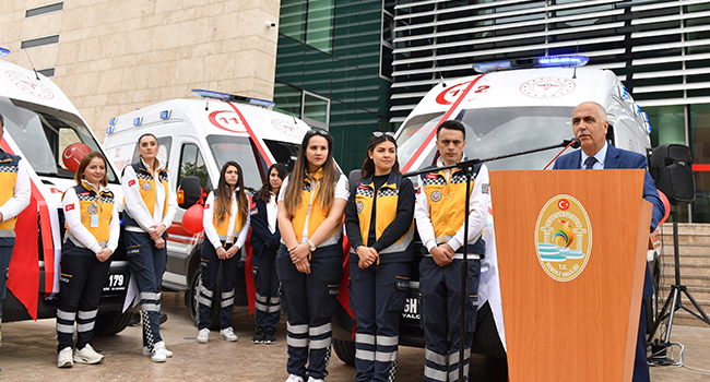 Denizli’ye Tahsis Edilen 7 Ambulans Törenle Hizmete Sunuldu