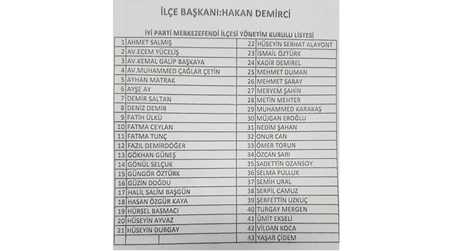 İYİ PARTİ MERKEZEFENDİ YÖNETİMİNİ BELİRLEDİ