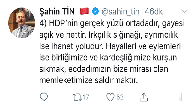 TİN’DEN, TEMELLİ’NİN “KÜRDİSTAN” ÇIKIŞINA SERT TEPKİ