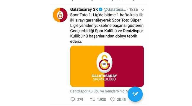 Rakipten İlk Tebrik Geldi