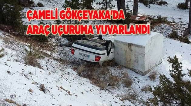 ÇAMELİ GÖKÇEYAKA'DA ARAÇ UÇURUMA YUVARLANDI
