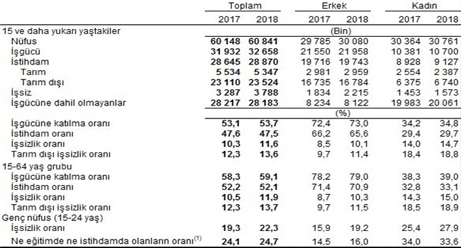 TÜİK İŞSİZLİK RAKAMLARINI AÇIKLADI