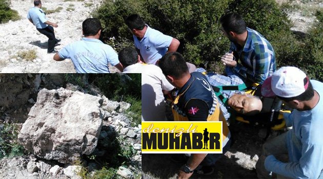 DAĞDA KAYAYA SIKIŞTI, İTFAİYE KURTARDI