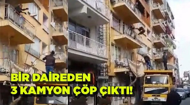Denizli’de bir evden 3 kamyon çöp çıktı