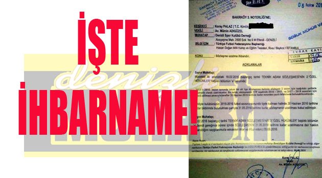 İşte Palaz’ın göndermedim dediği ihbarname..