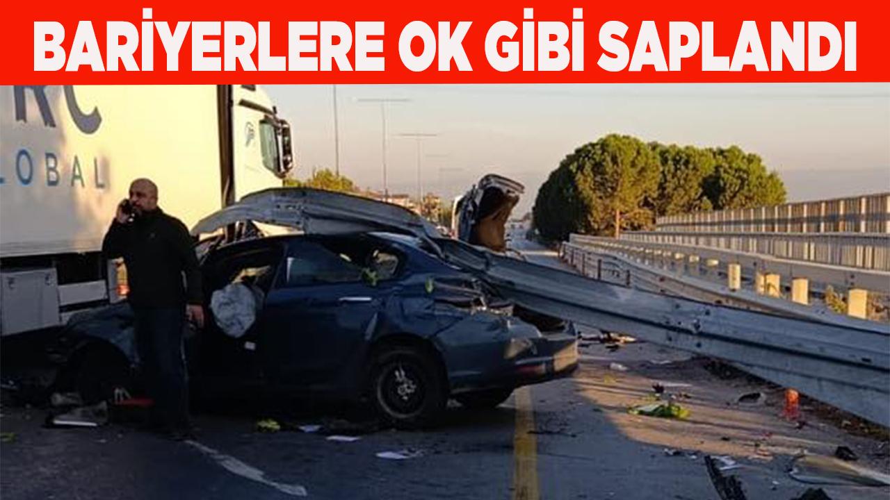 Otomobil bariyerlere ok gibi saplandı
