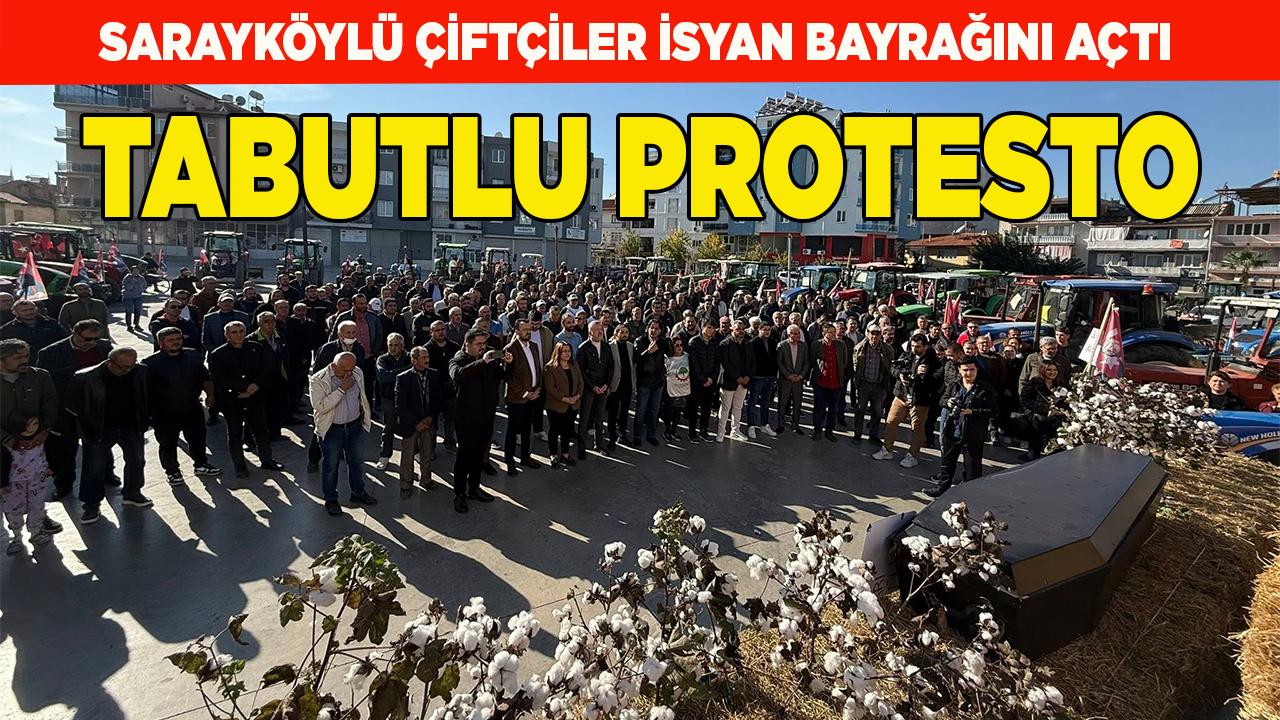 Sarayköylü çiftçiler&#039;den tabutlu protesto