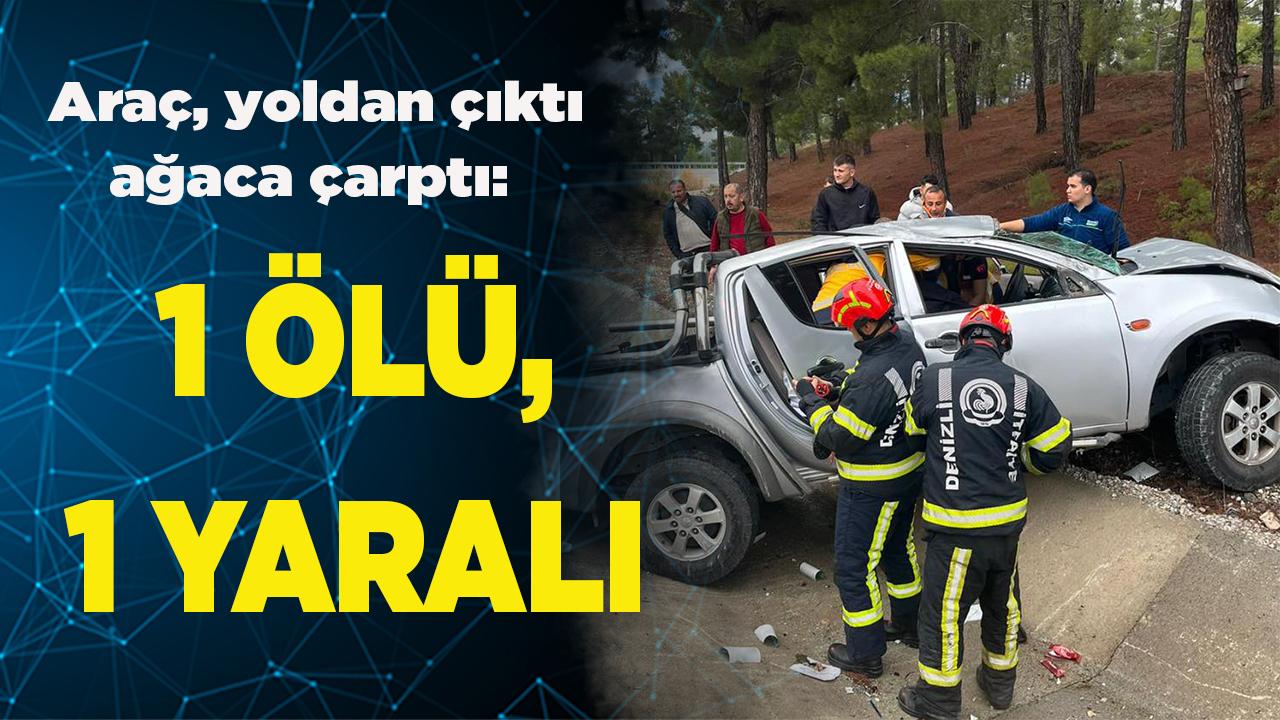 Araç, yoldan çıktı ağaca çarptı: 1 ölü, 1 yaralı