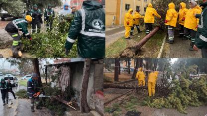 PAMUKKALE'DE FIRTINA VE SAĞANAK YAĞIŞA HIZLI MÜDAHALE