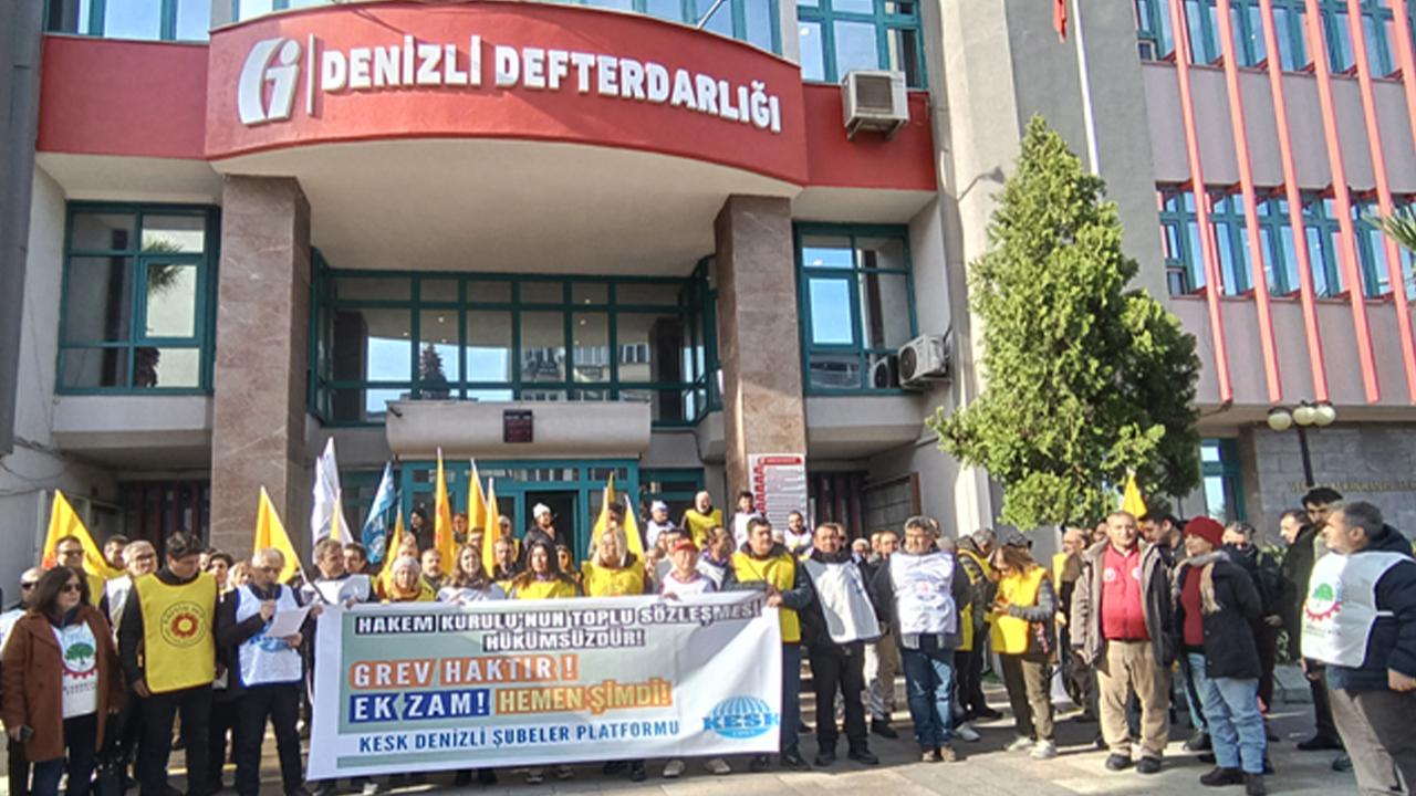 KESK üyeleri Denizli’de iş bıraktı
