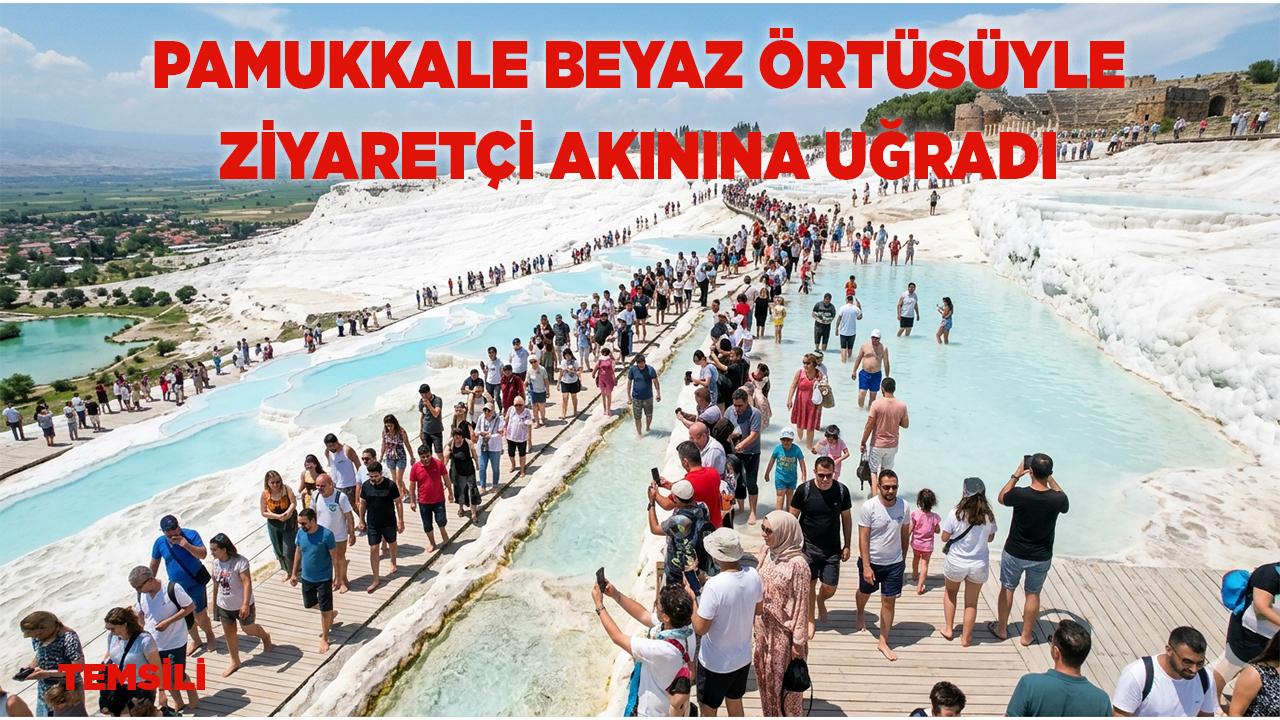 Pamukkale Beyaz Örtüsüyle Ziyaretçi Akınına Uğradı