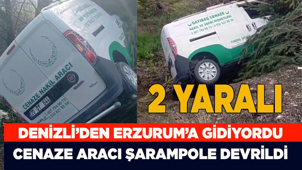 Cenaze Aracı Şarampole Devrildi: 2 Yaralı