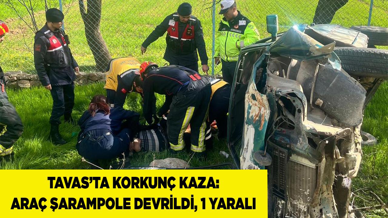 Tavas’ta Korkunç Kaza: Araç Şarampole Devrildi, 1 Yaralı