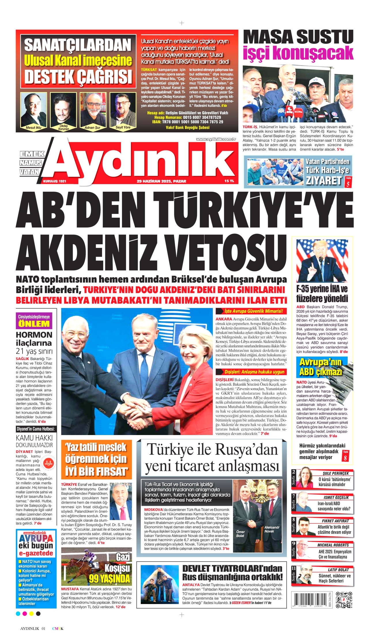 AYDINLIK GAZETESİ Gazete Manşeti