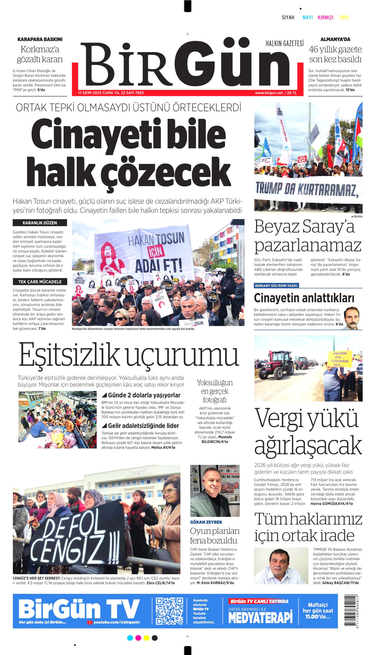 BİRGÜN Gazete Manşeti