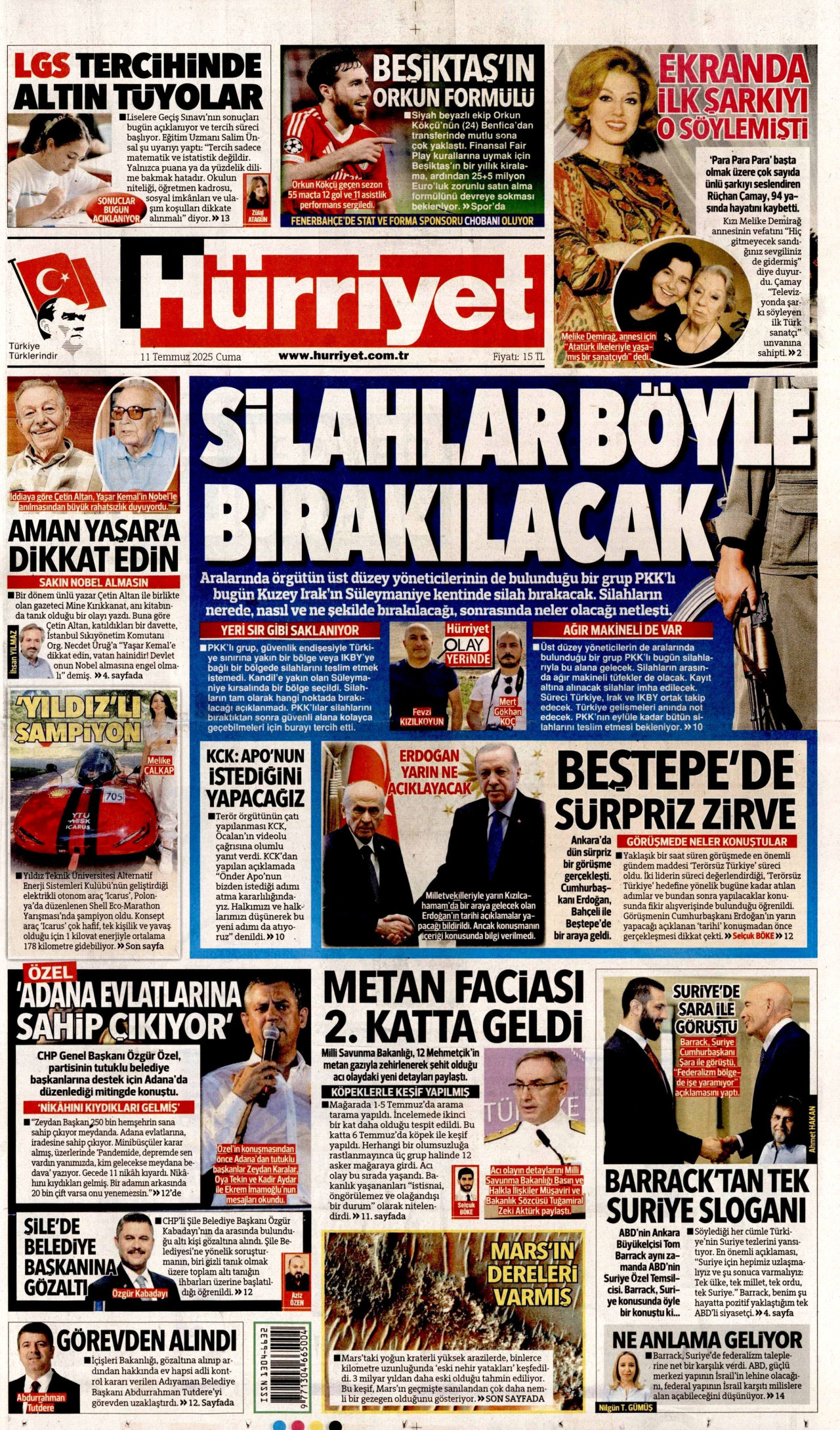 HÜRRİYET Gazete Manşeti