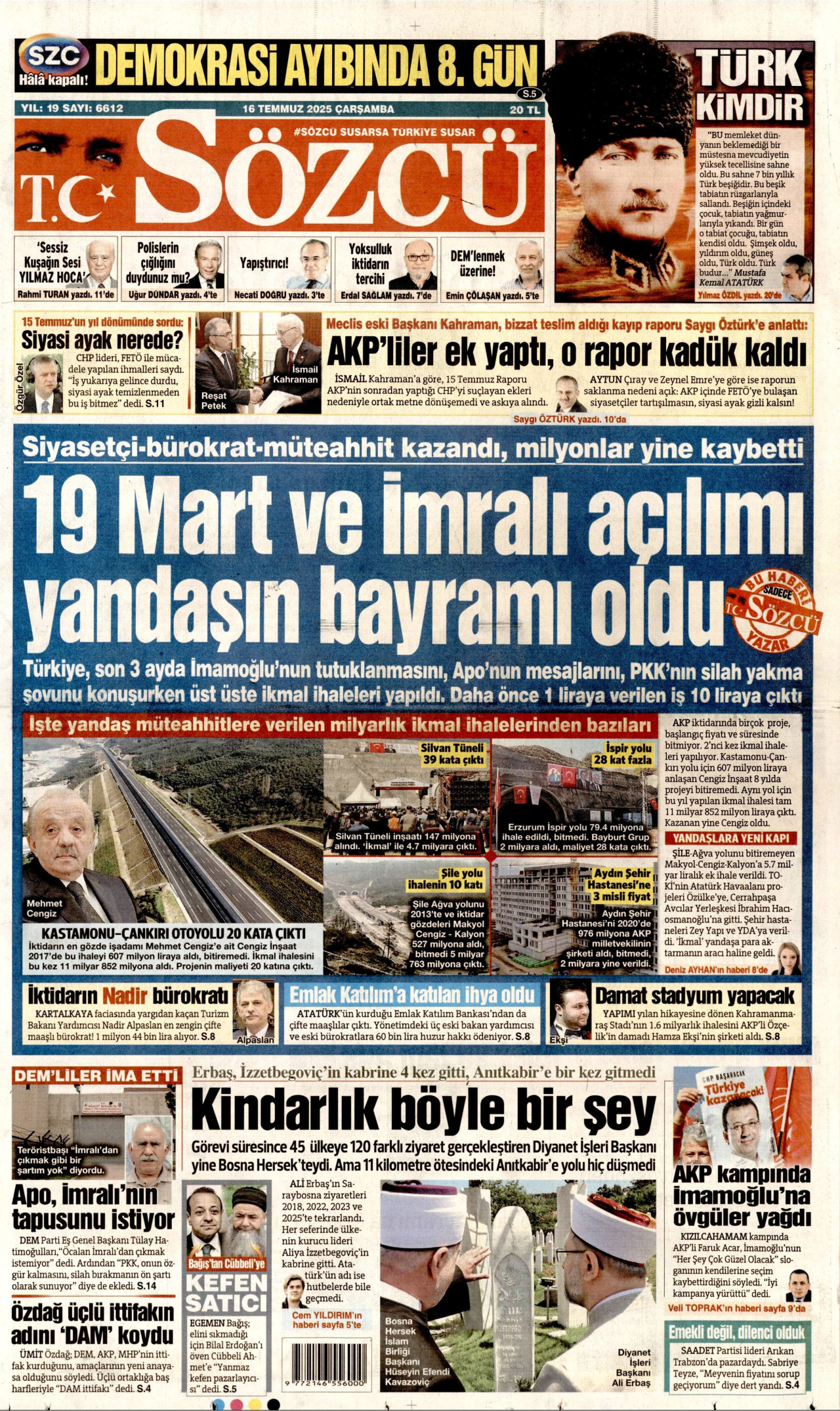 SÖZCÜ Gazete Manşeti