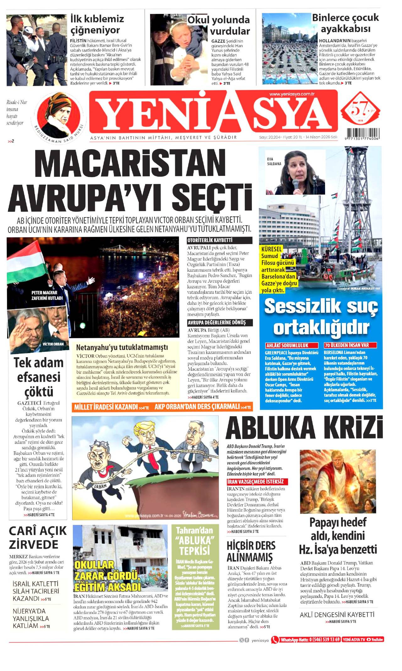 Yeni Asya Gazetesi Gazete Manşeti