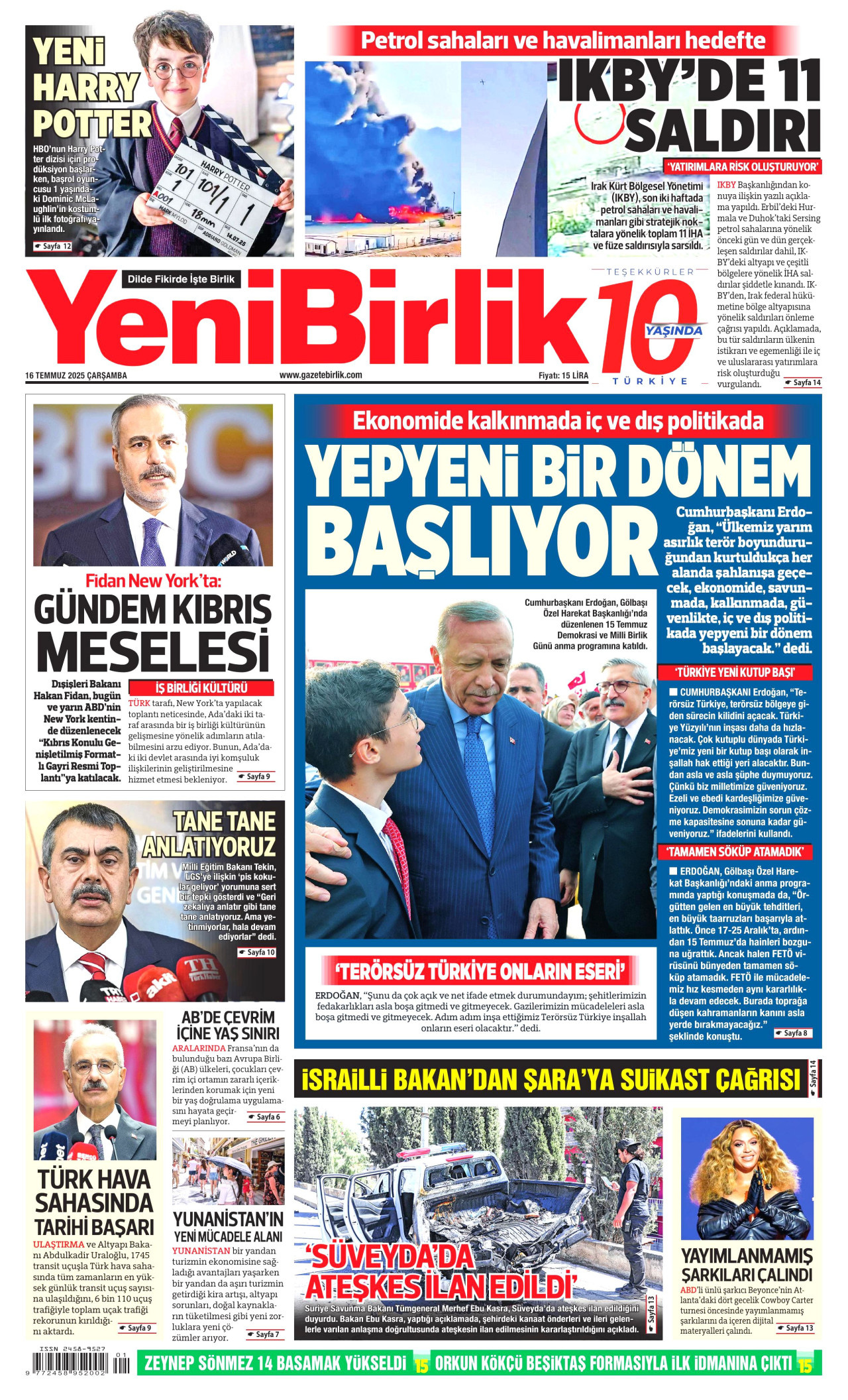 YENİBİRLİK Gazete Manşeti