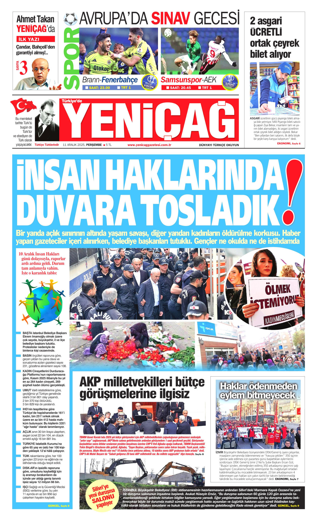 YENİÇAĞ Gazete Manşeti