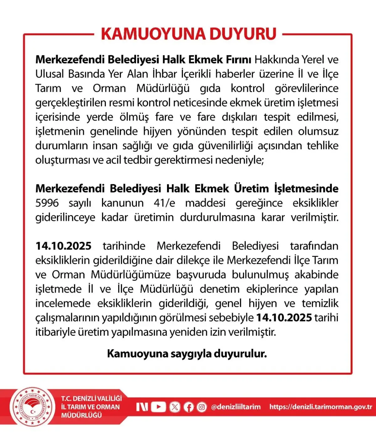 Halk Ekmek Fabrikasıyla ilgili son dakika açıklaması