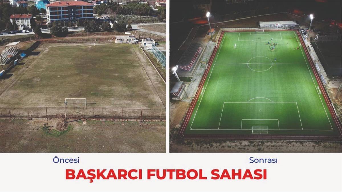 BAŞKARCI FUTBOL SAHASI GECE-GÜNDÜZ SPORUN HİZMETİNDE