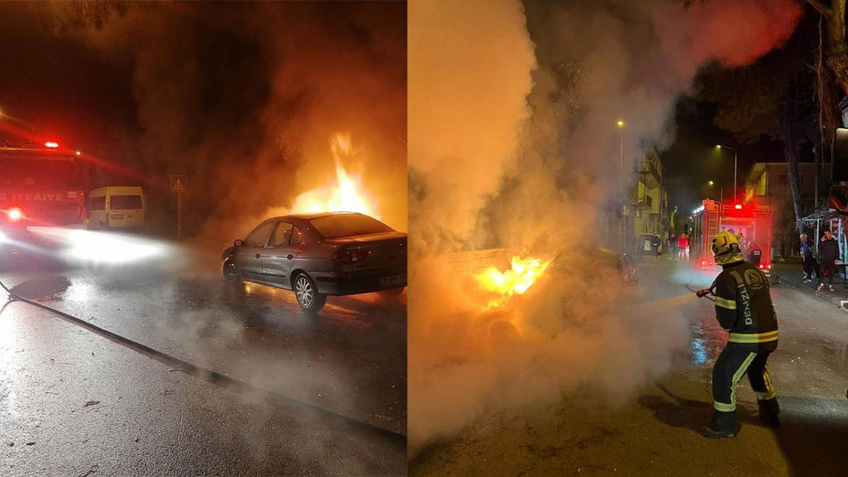 Sarayköy’de otomobil alevlere teslim oldu