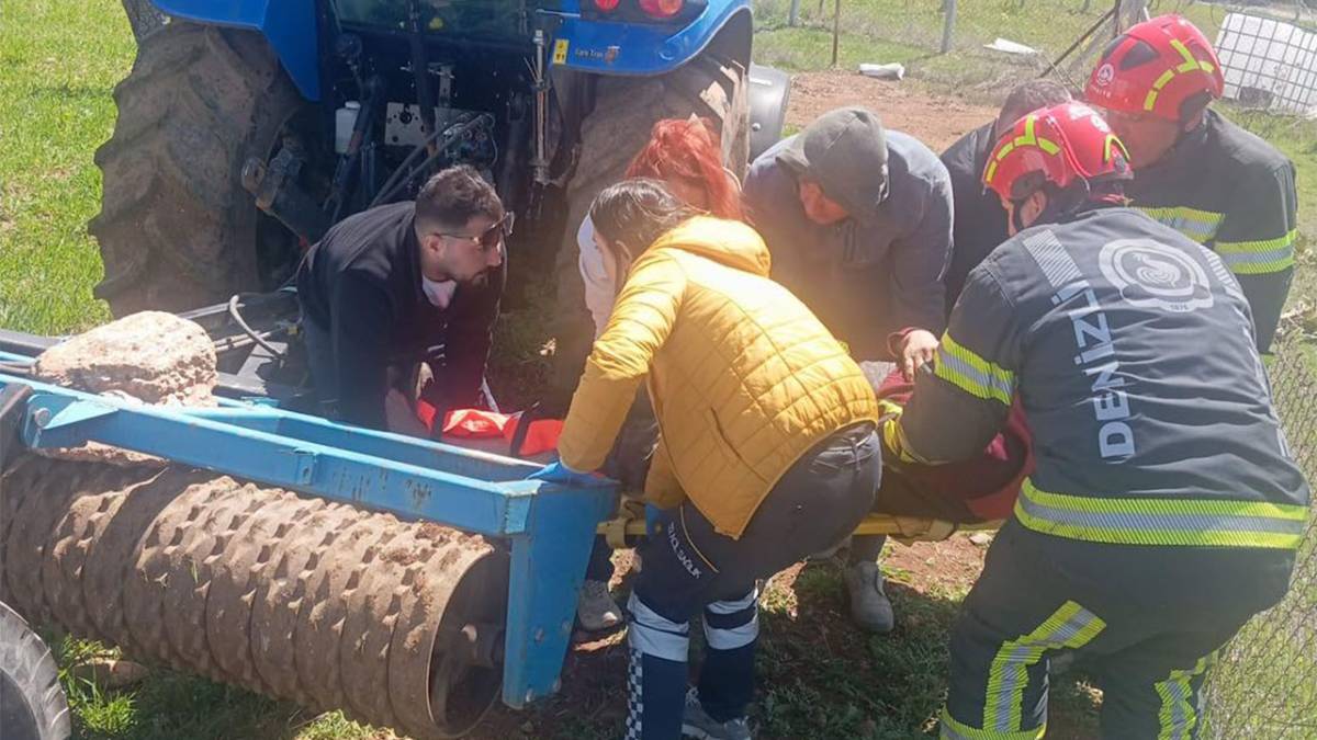 Merdaneye sıkışan çiftçiyi itfaiye kurtardı