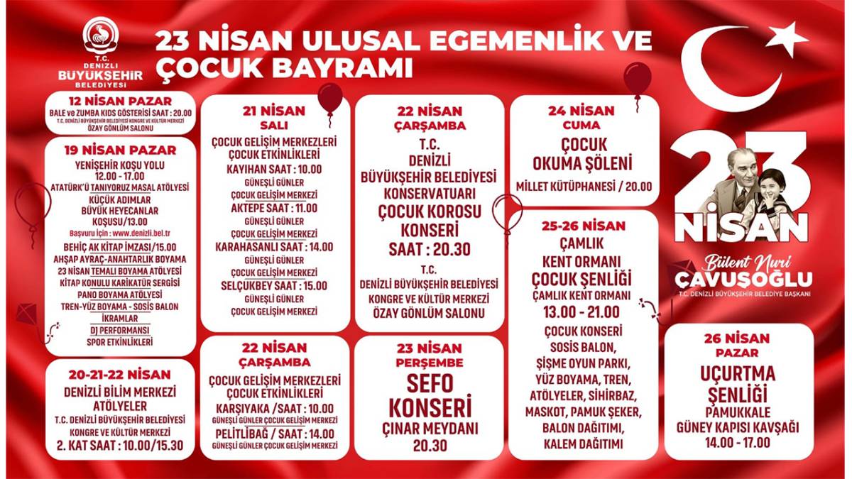 Denizli Büyükşehir’den 23 Nisan’da çocuklara özel program