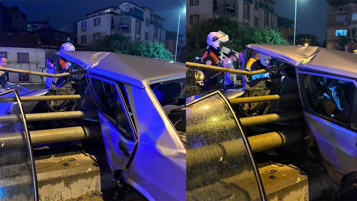 Bariyer otomobili bıçak gibi kesti