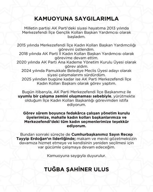 AK Parti Merkezefendi'de İstifa Şoku